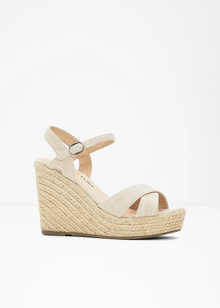 Keilsandalette in beige - bonprix