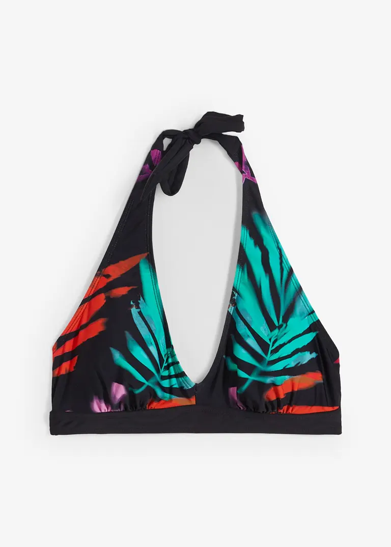 Neckholder Bikini Oberteil in schwarz von vorne - bonprix