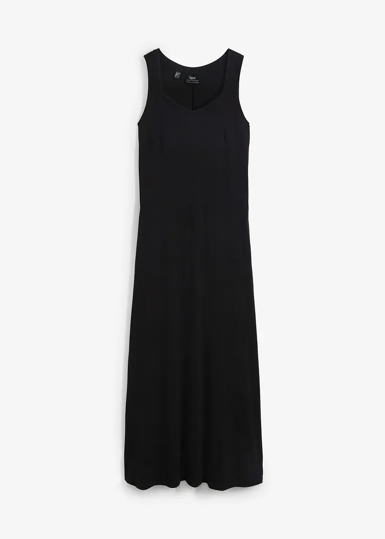 Maxi-Jersey-Kleid aus Baumwoll- Viskose Mischung in schwarz von vorne - bonprix