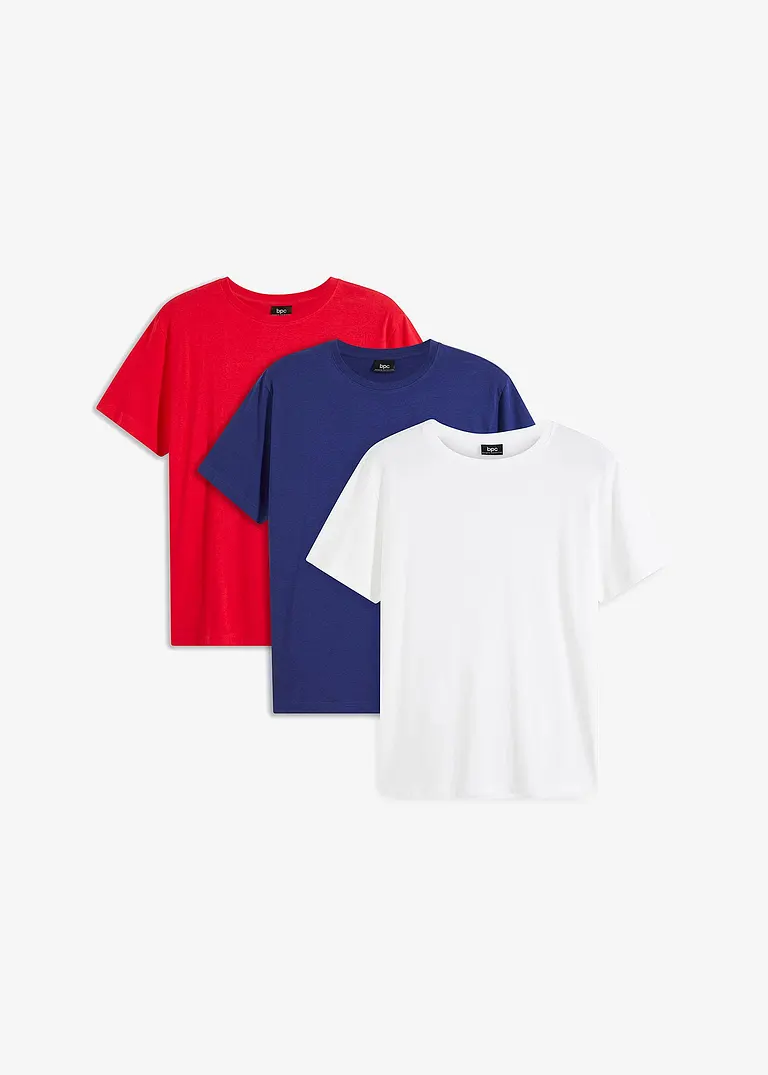 T-Shirt (3er Pack) in weiß von vorne - bonprix