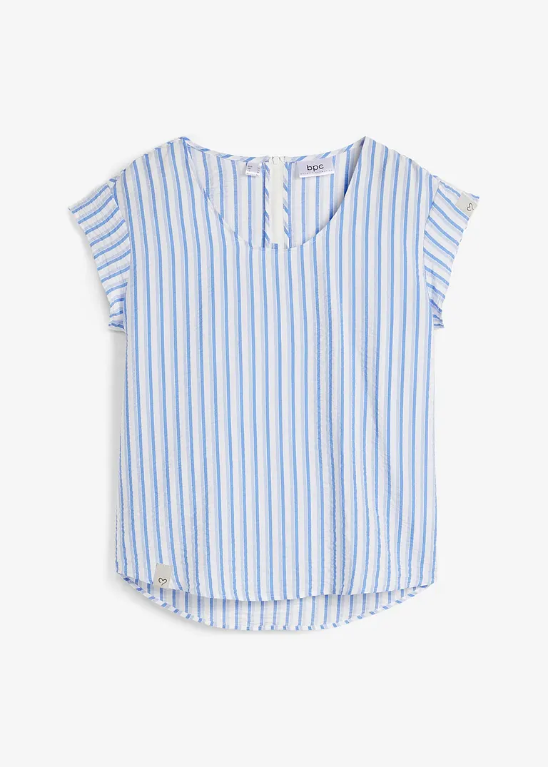 Bedrucktes Blusenshirt, kurzarm in blau von vorne - bonprix