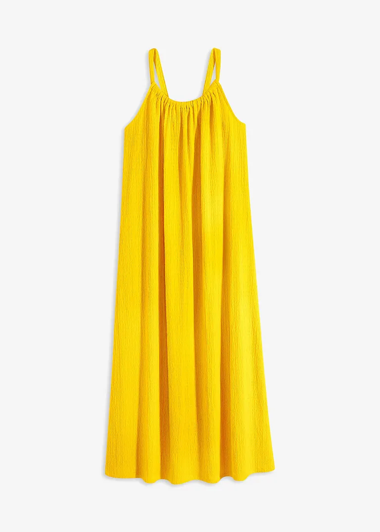Trägerkleid aus leichtem Crepe in gelb von vorne - RAINBOW