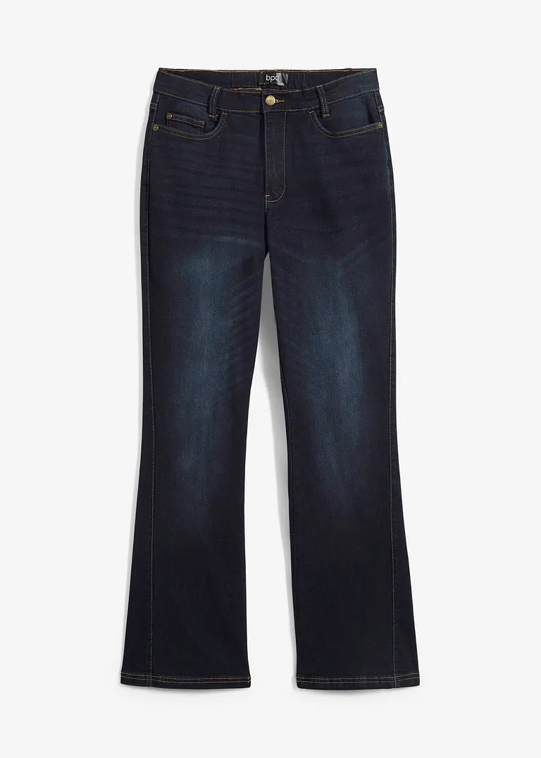 Bootcut Jeans High Waist, Bequembund in blau von vorne - bonprix