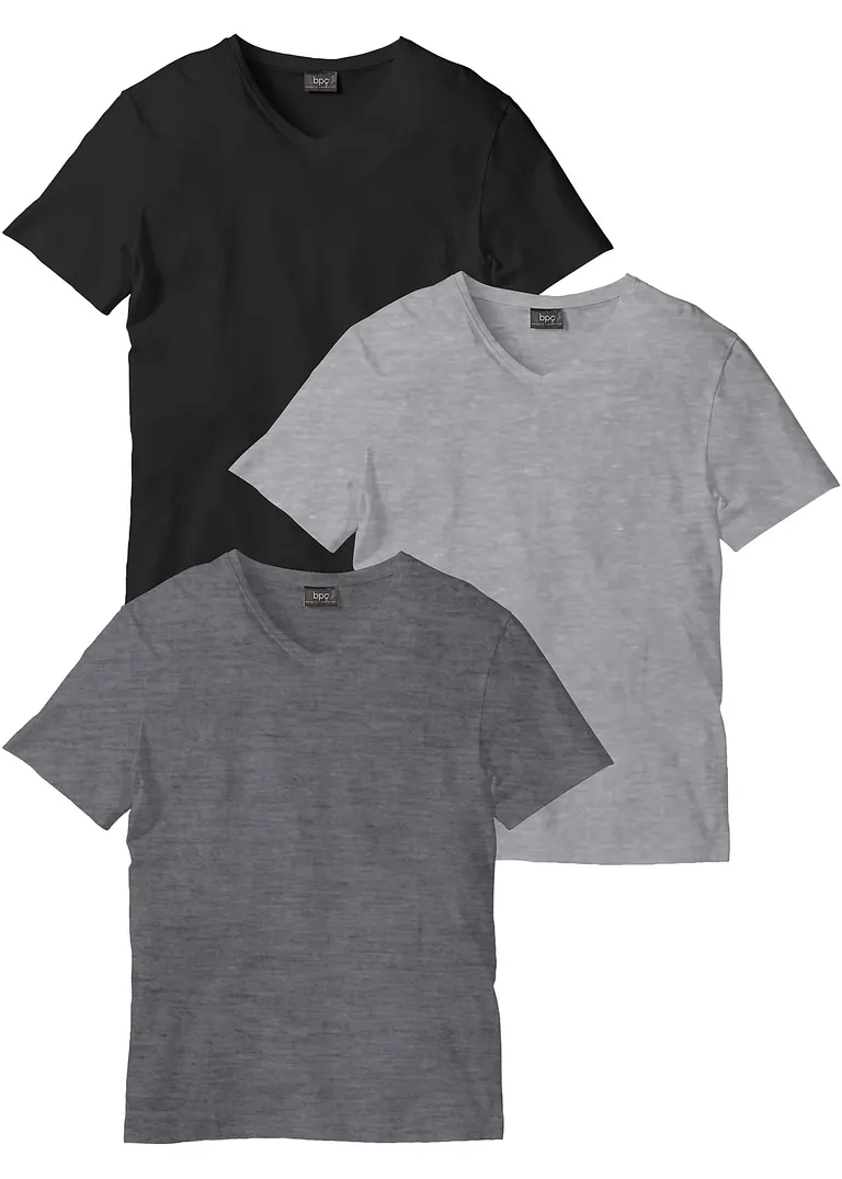 bonprix T-Shirt mit V-Ausschnitt (3er Pack)