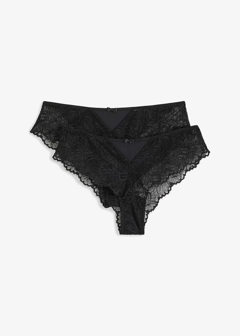 Brazilslip (2er Pack) in schwarz von vorne - bonprix