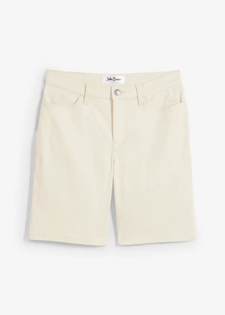Straight Jeans, Mid Waist, Bermuda in beige von vorne - John Baner JEANSWEAR