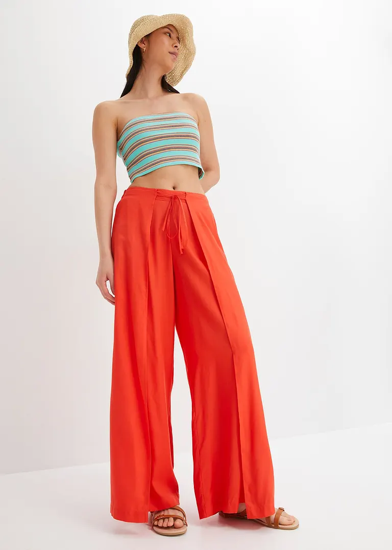 Palazzo-Hose aus feiner Viskose in rot von vorne - bonprix