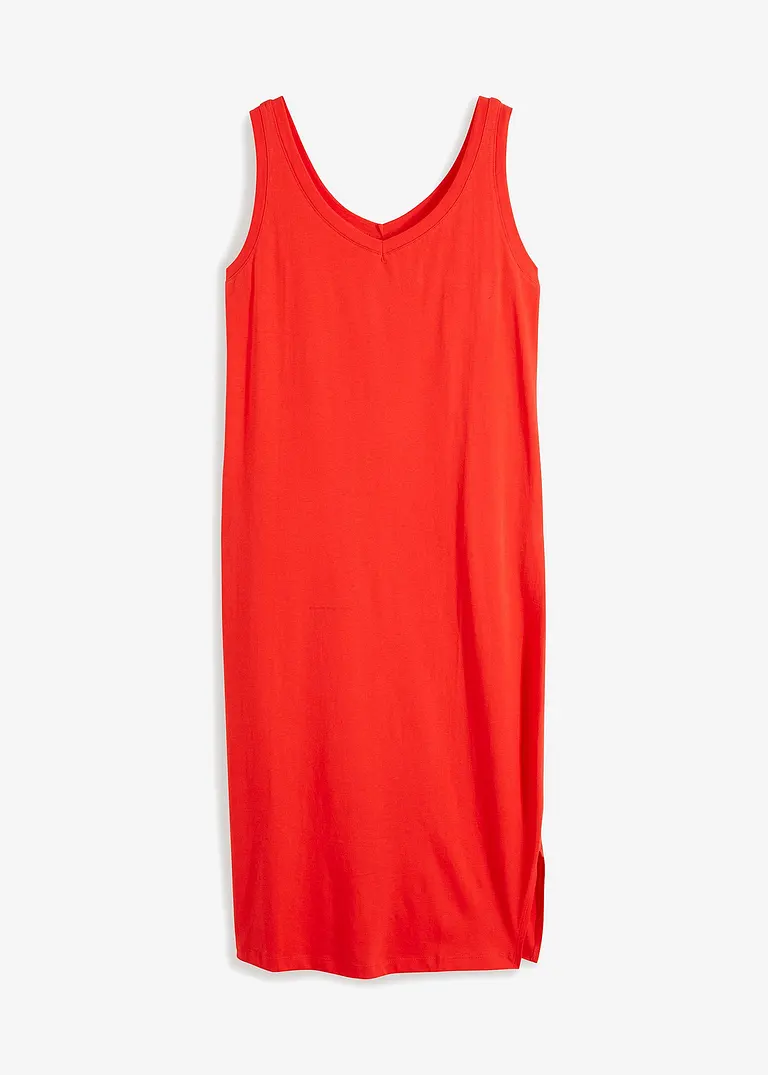 Jerseykleid mit Schlitz in rot von vorne - bpc bonprix collection
