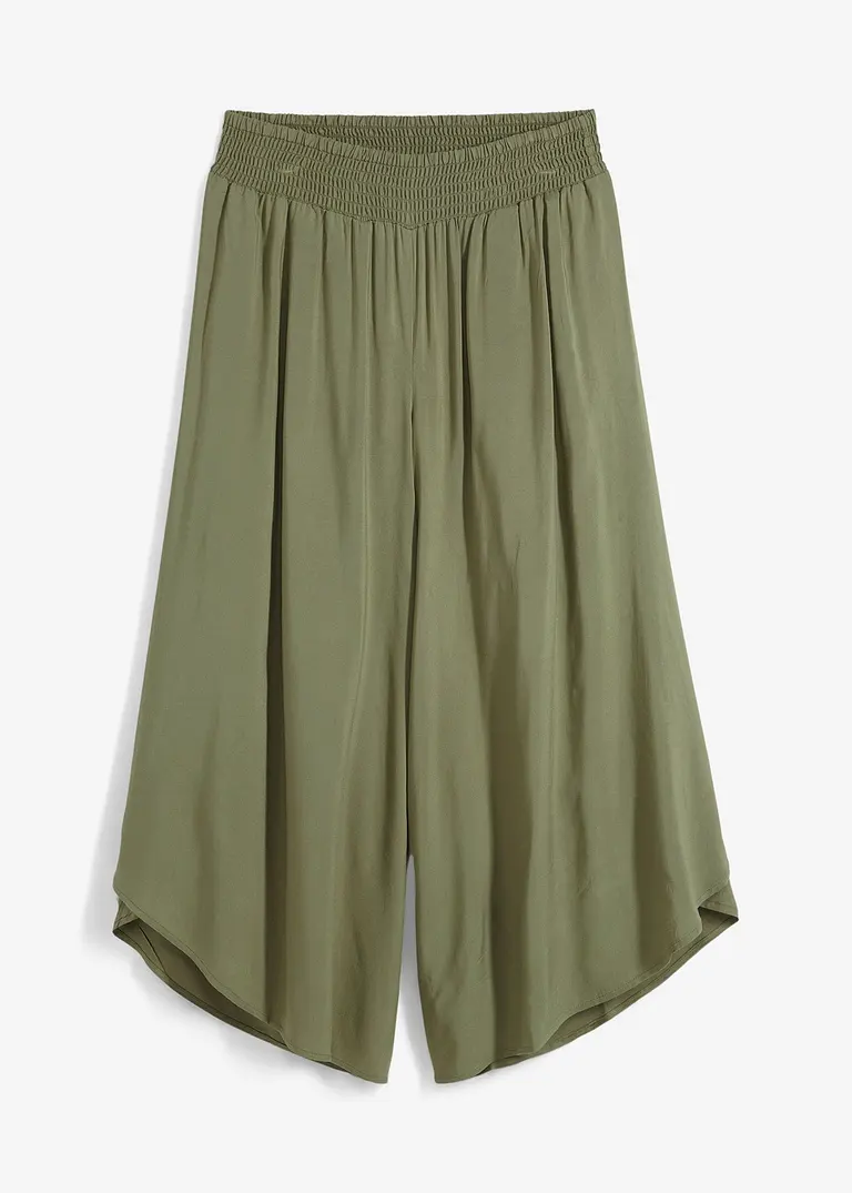 Wadenlange Culotte aus nachhaltiger Viskose in grün von vorne - bonprix