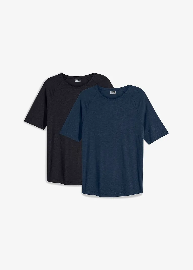 T-Shirt in Flammgarn Qualität, (2er Pack) in schwarz von vorne - RAINBOW