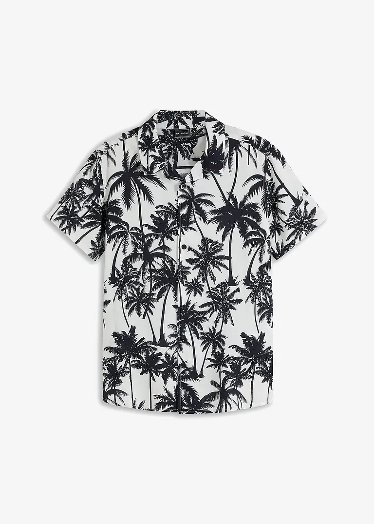 Kurzarmhemd aus Viskose, Slim Fit in weiß von vorne - bonprix