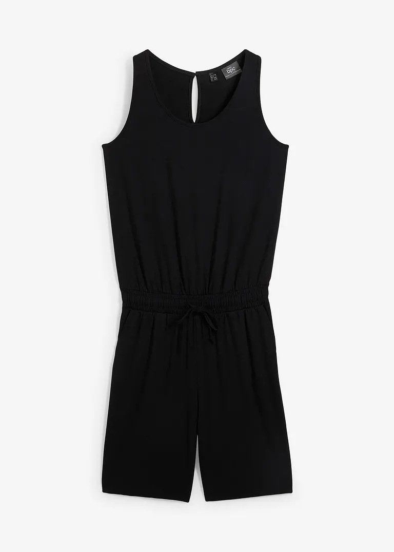 Kurzer Jumpsuit mit Viskose in schwarz von vorne - bpc bonprix collection