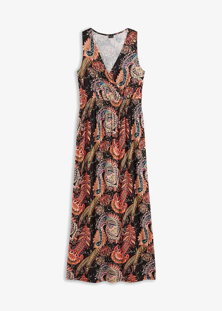 Maxikleid aus softem Viskose-Mix in schwarz von vorne - bonprix