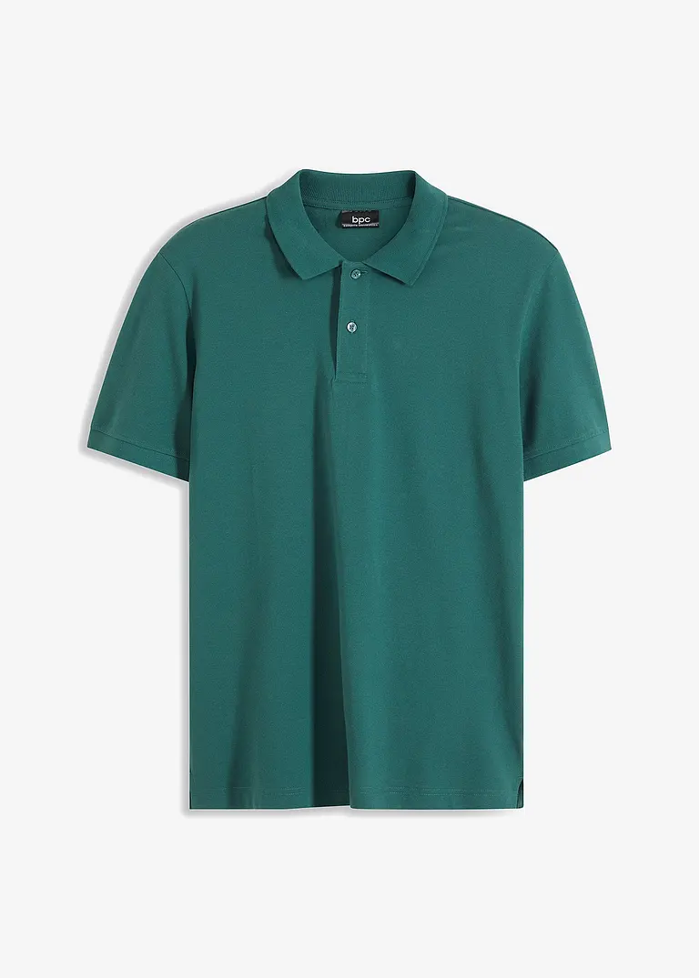 Piqué-Poloshirt aus reiner Bio-Baumwolle in grün von vorne - bonprix