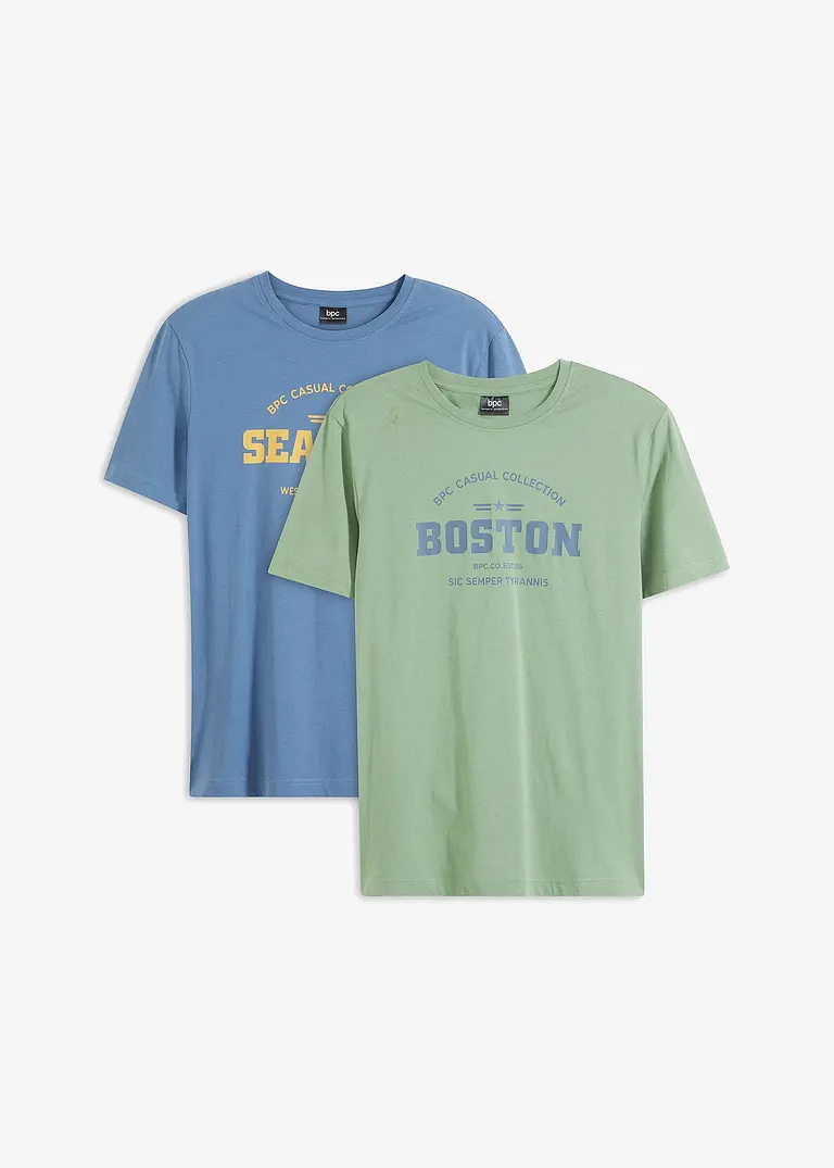 T-Shirt (2er Pack) in grün von vorne - bonprix