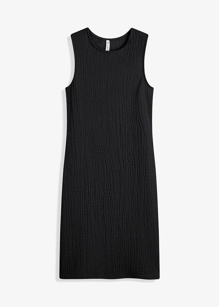 Jerseykleid aus leichtem Crêpe in schwarz von vorne - RAINBOW