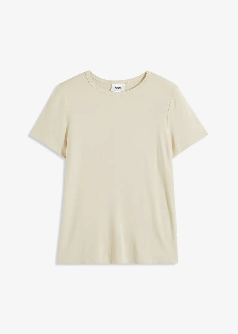 T-Shirt aus fließender Viskose in beige von vorne - bpc bonprix collection