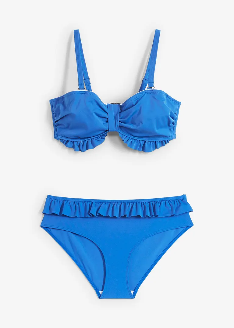 Bügel Bikini (2-tlg.Set) aus recyceltem Polyamid in blau von vorne - bpc selection
