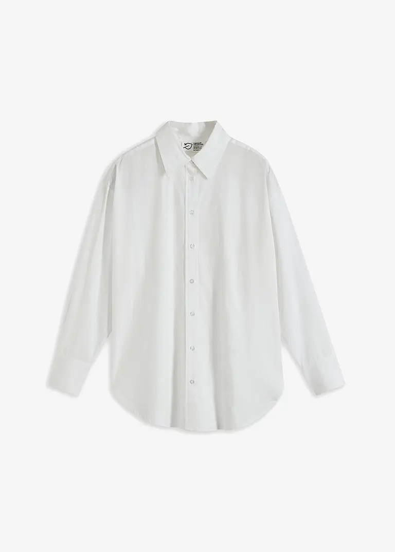 Oversized Hemd mit Knopfleiste in weiß von vorne - bonprix