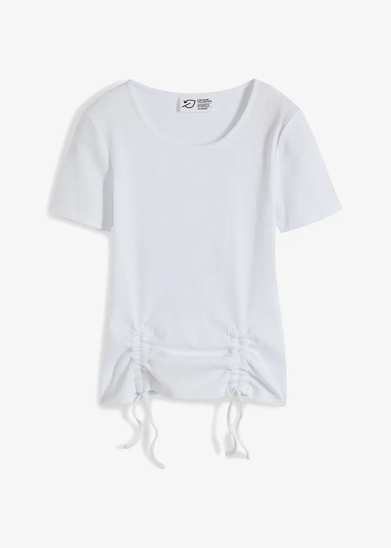 Ripp-Shirt mit Biobaumwolle in weiß von vorne - bonprix