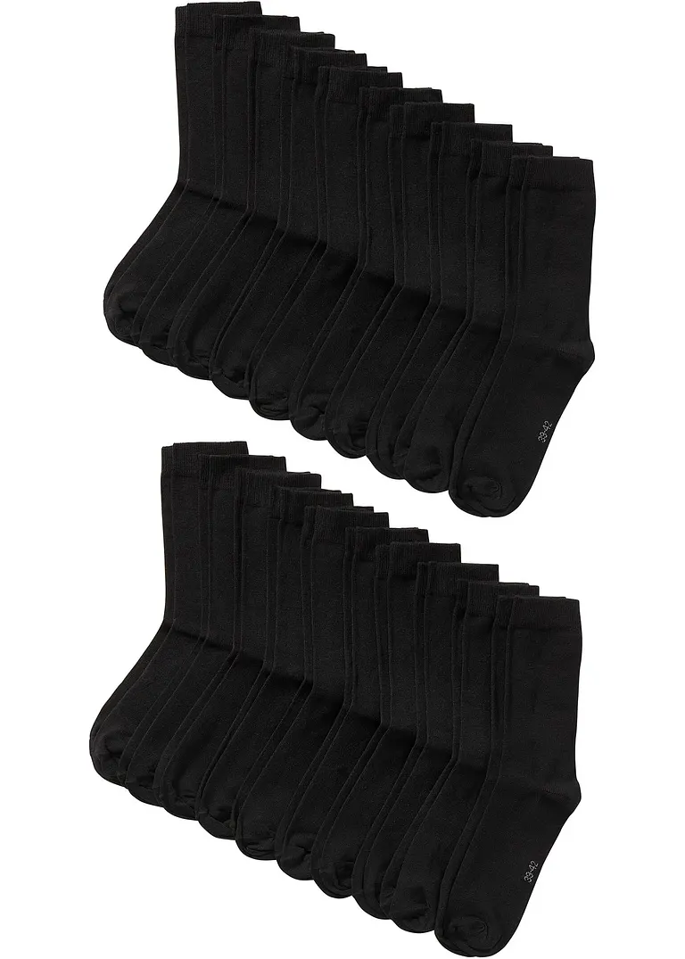 Socken mit Bio-Baumwolle (20er Pack) in schwarz von vorne - bonprix