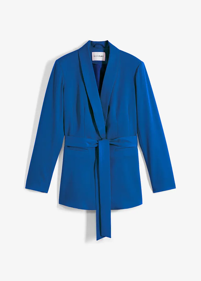 Blazer mit Gürtel in blau von vorne - bonprix