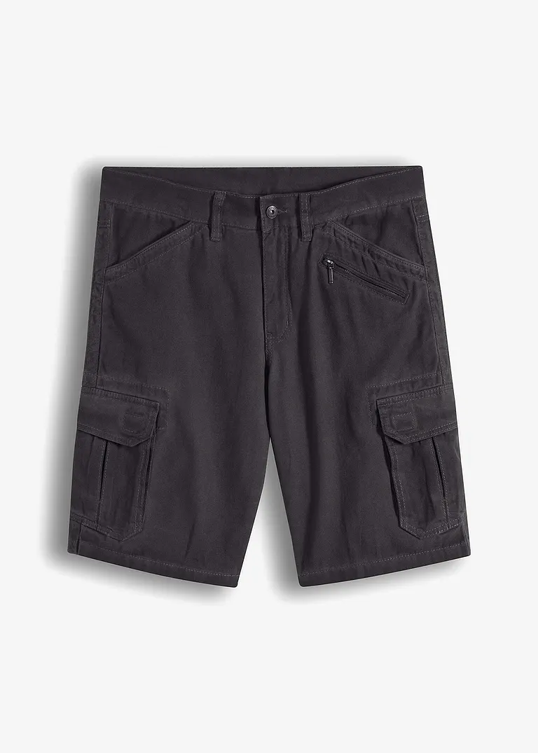 Cargo-Bermuda, Loose Fit in grau von vorne - bonprix