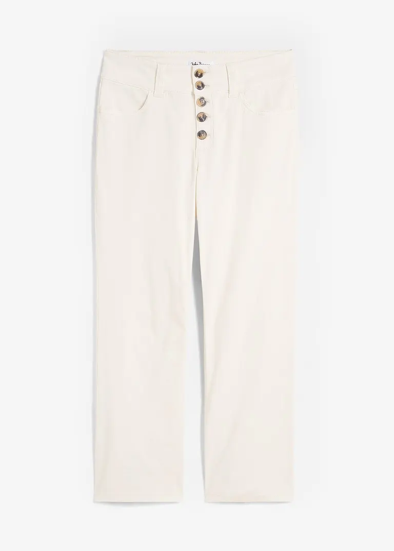 Straight Jeans High Waist, cropped in weiß von vorne - John Baner JEANSWEAR