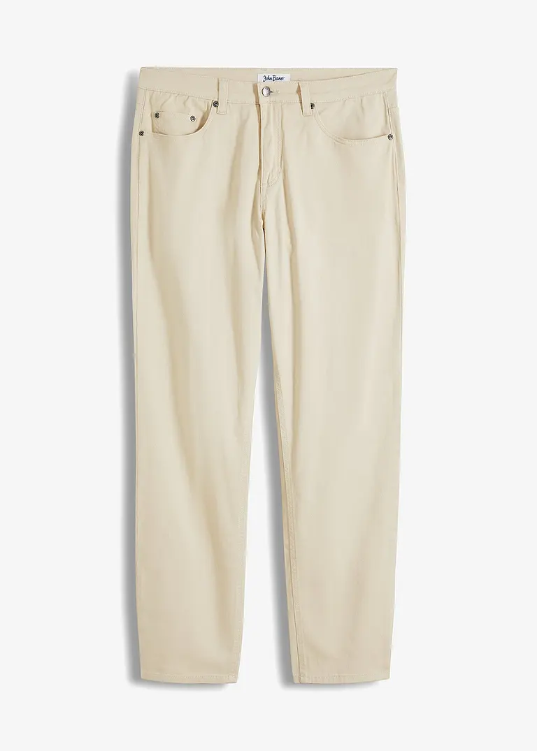 Classic Fit Stretch-Jeans, Tapered in beige von vorne - bonprix
