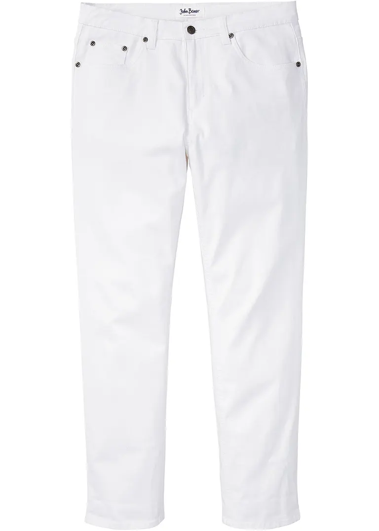 Classic Fit Stretch-Jeans, Tapered in weiß von vorne - bonprix