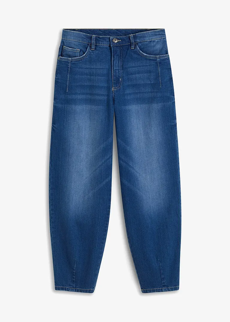 Wide Leg Jeans Mid Waist, Bio-Baumwolle in blau von vorne - bonprix