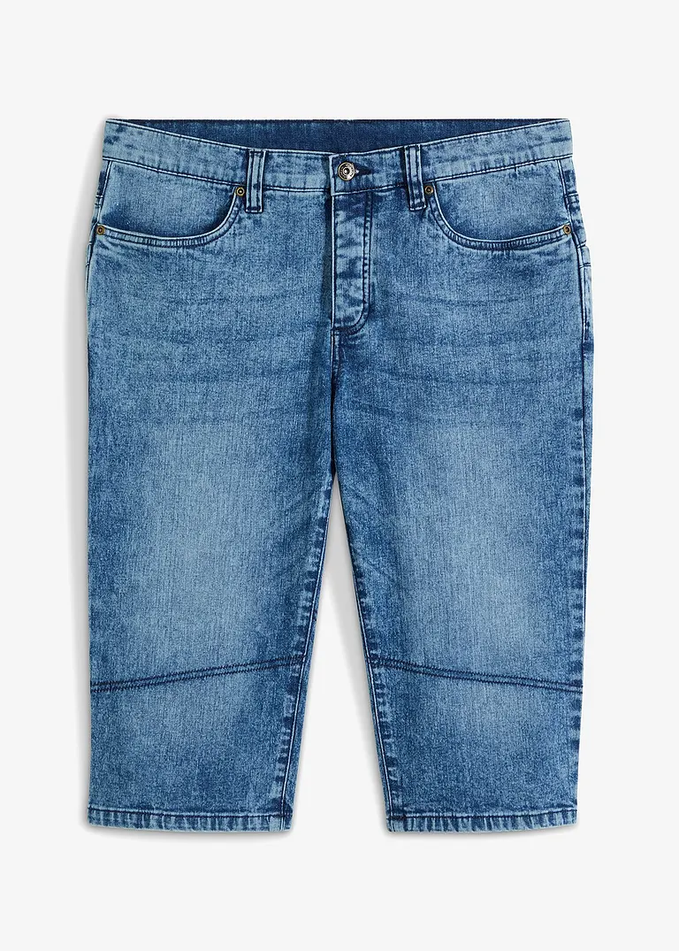 Leichte Stretch-Jeans-Long-Bermuda, Regular Fit in blau von vorne - bonprix
