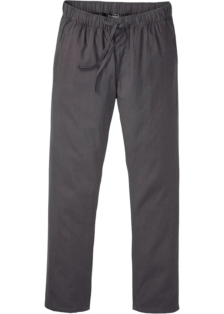 Regular Fit Chino-Schlupfhose mit Leinenanteil, Straight in grau von vorne - bonprix