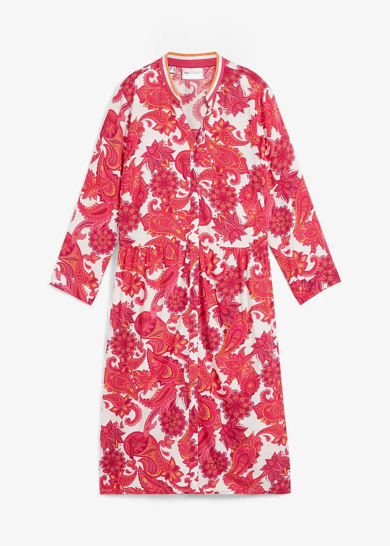Hemdblusenkleid aus fließender Viskose in pink von vorne - bonprix