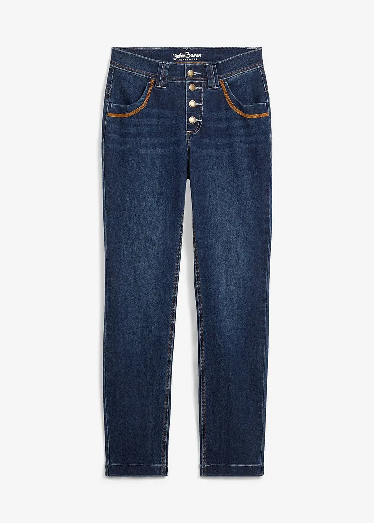 Straight Jeans Mid Waist, Stretch in blau von vorne - bonprix