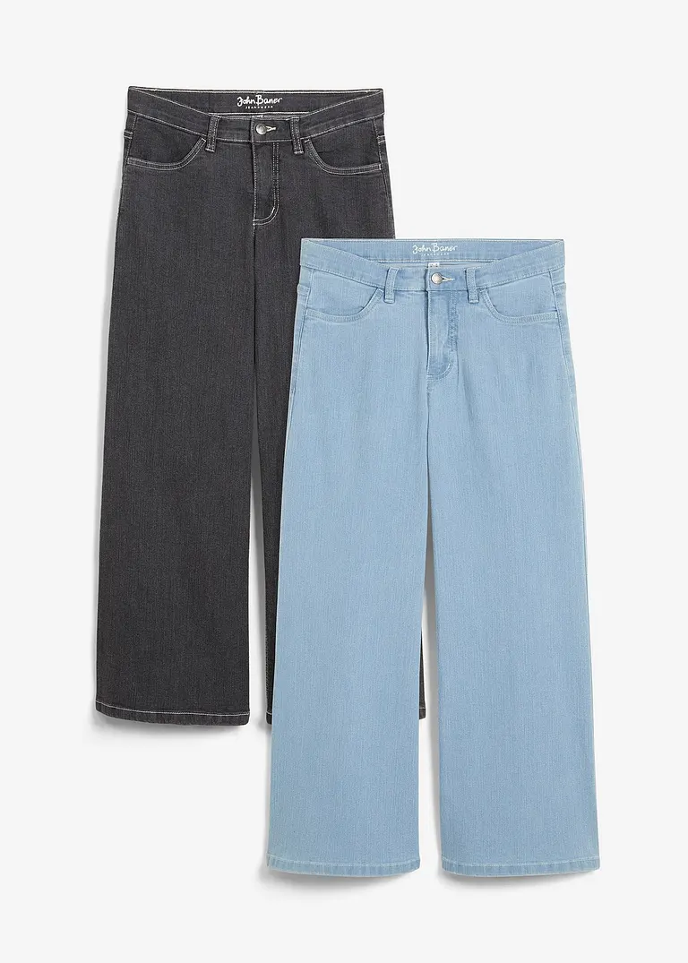 Capri Jeans Mid Waist, (2er Pack) in schwarz von vorne - bonprix