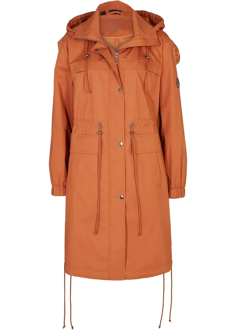 Trench-Parka mit großen Taschen in braun von vorne - bonprix