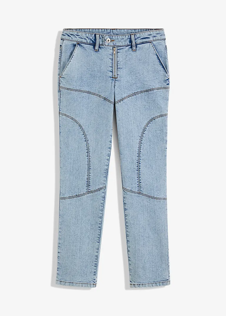 Straight Jeans mit Teilungsnähten in blau von vorne - RAINBOW
