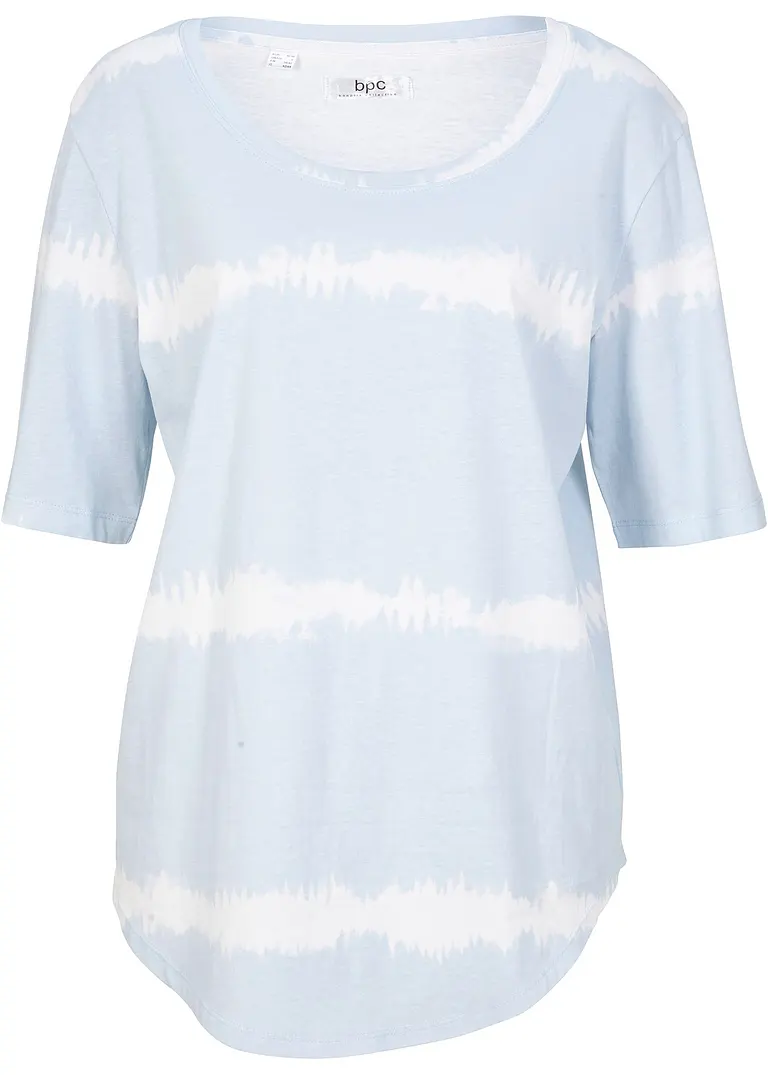 Halbarm-Shirt aus Bio-Baumwolle in blau von vorne - bonprix
