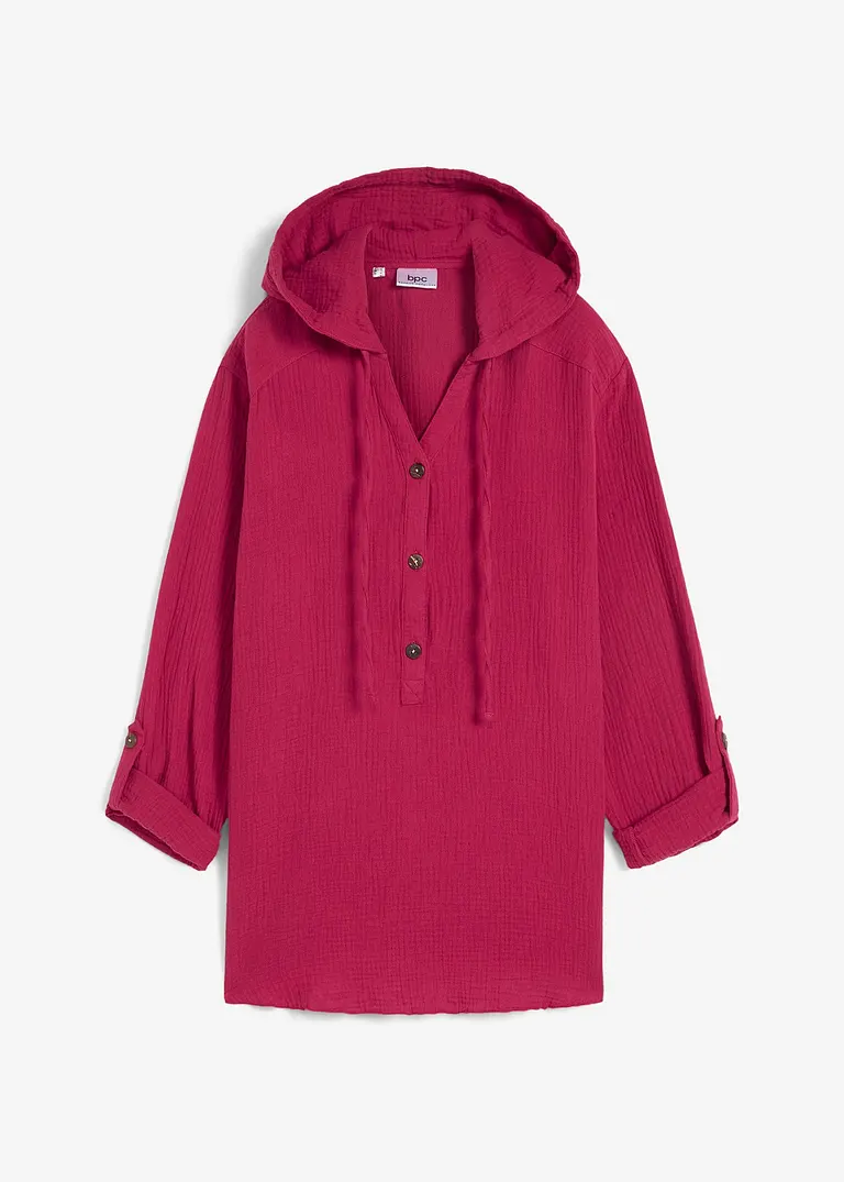 Musselin-Bluse aus reiner Baumwolle in pink von vorne - bonprix