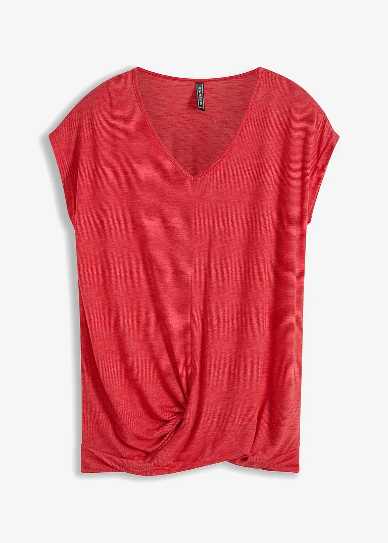 Shirt mit Knoteneffekt in rot von vorne - bonprix