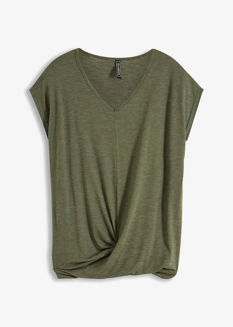 Shirt mit Knoteneffekt in grün von vorne - bonprix