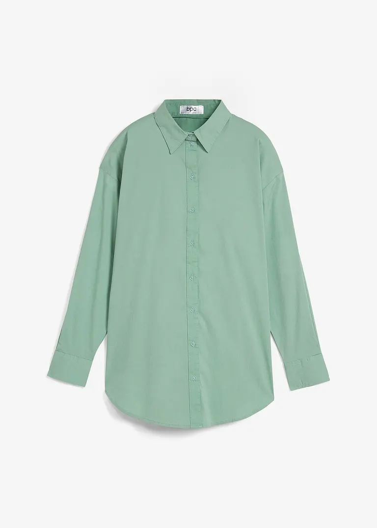Lockere Bluse mit Knopfleiste in grün von vorne - bonprix
