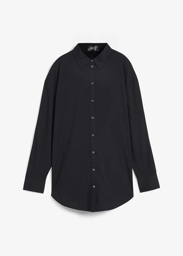 Lockere Bluse mit Knopfleiste in schwarz von vorne - bonprix