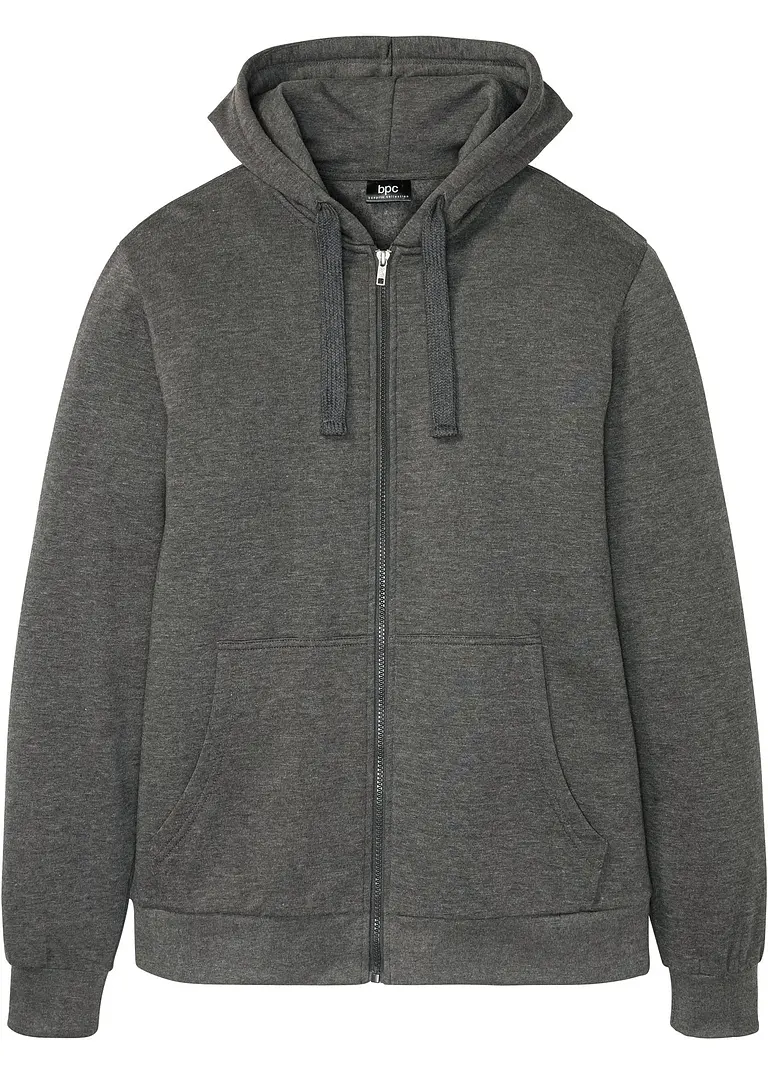 Kapuzen-Sweatjacke in grau von vorne - bonprix