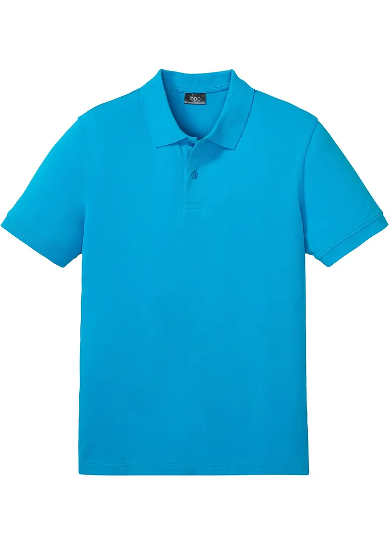 Piqué-Poloshirt aus reiner Bio-Baumwolle in blau von vorne - bonprix