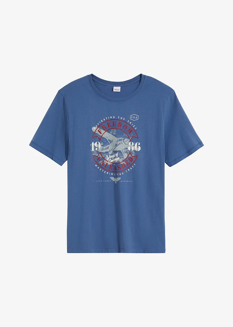 T-Shirt aus Bio-Baumwolle in blau von vorne - bonprix