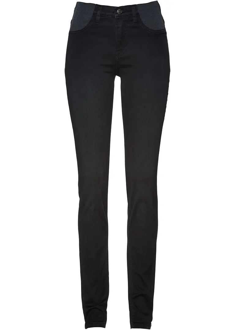 Jeans mit bequemem Bund in schwarz von vorne - bonprix