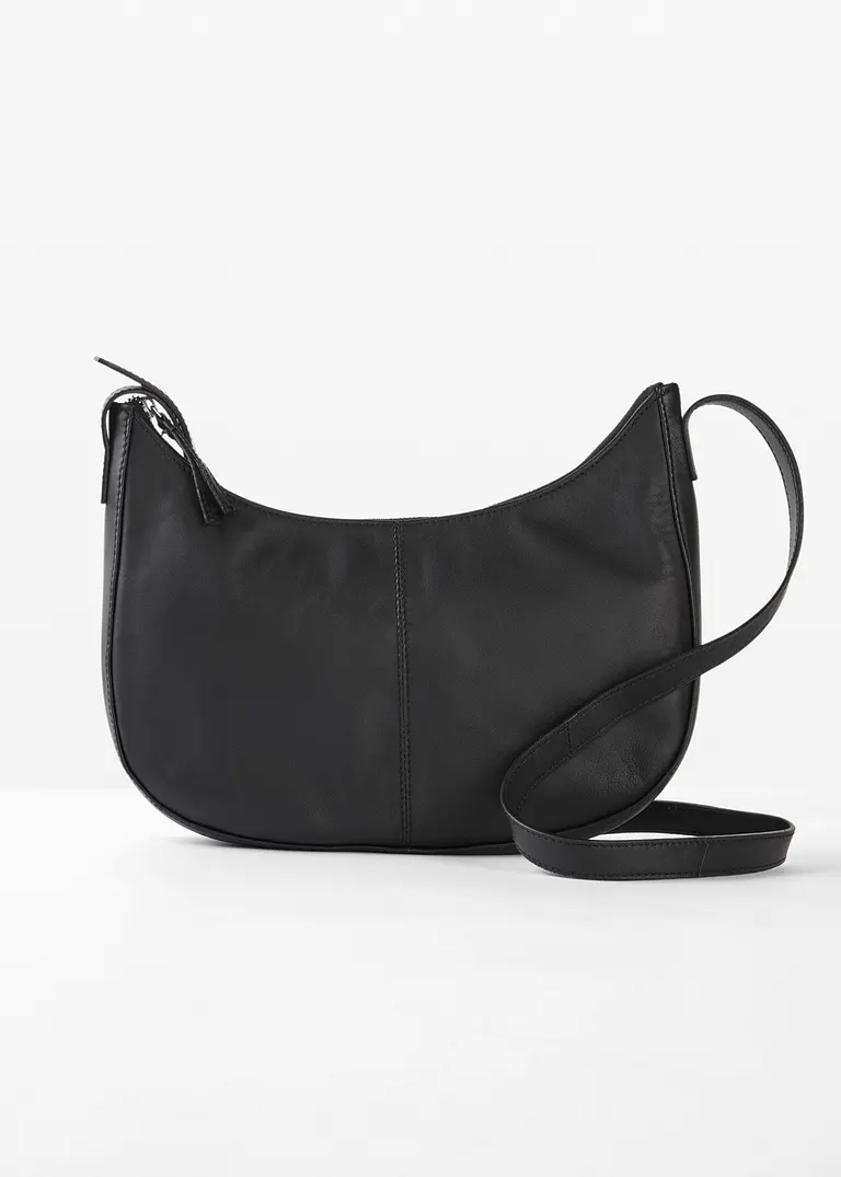 Lederhandtasche in schwarz von vorne - bonprix