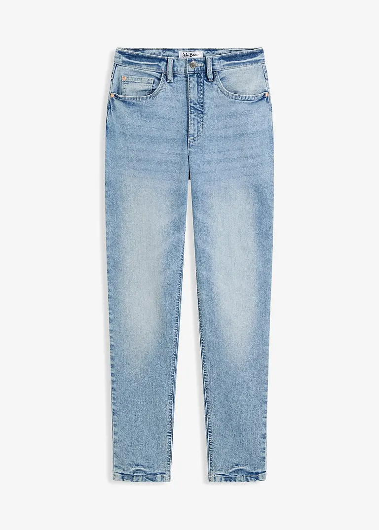 Mom Jeans High Waist, Stretch in blau von vorne - bonprix